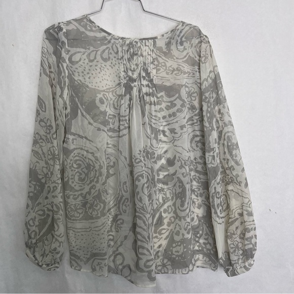 CAbi Size M Pin-Tuck  Pleated Peasant Sheer Blouse #634 - Picture 6 of 7